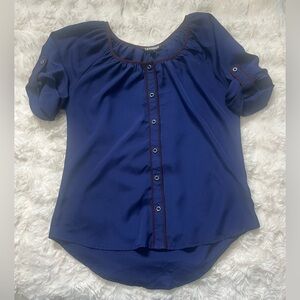Express Navy Blouse with Button Detail XS